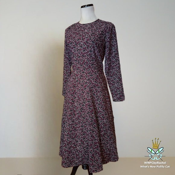 Ann Taylor Deep Wine Cat Print Dress, Fits up to an 8 - Picture 4 of 9